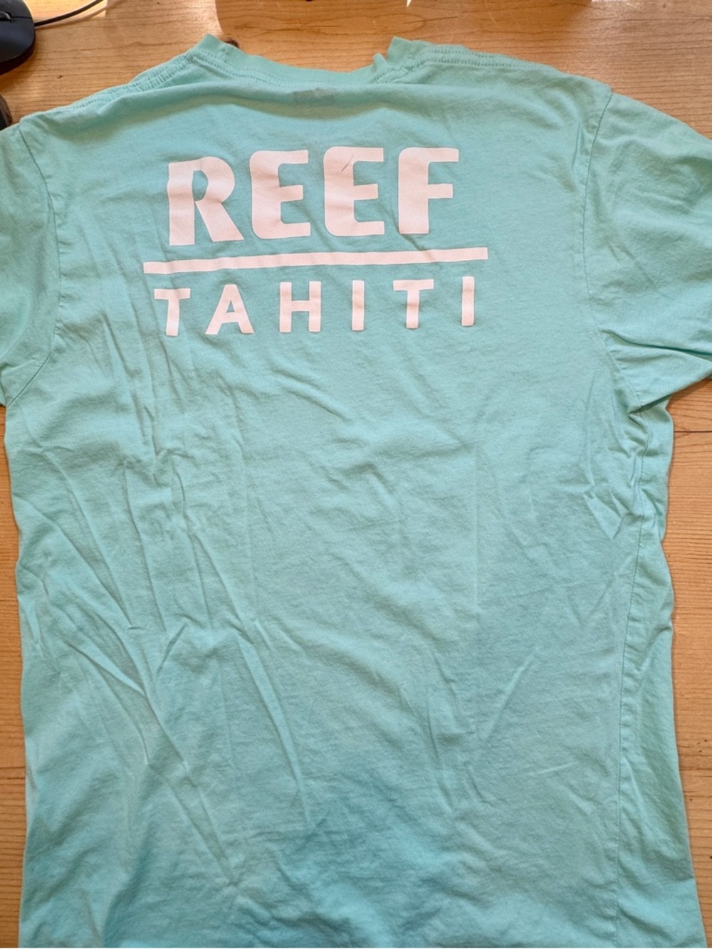Reef Turquoise Blue Logo Crewneck Tee Women Size Large